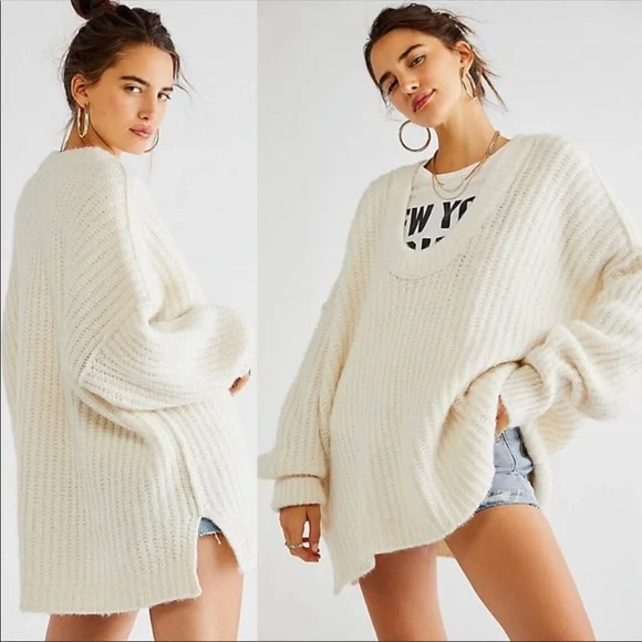 #58 New! Free People Blue Bell Chunky Oversized SweaterNWT - Picture 1 of 8